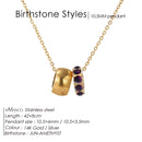 Colar eManco Aço Inoxidável com Anel - Pedra Nascimento Redonda Joias Femininas