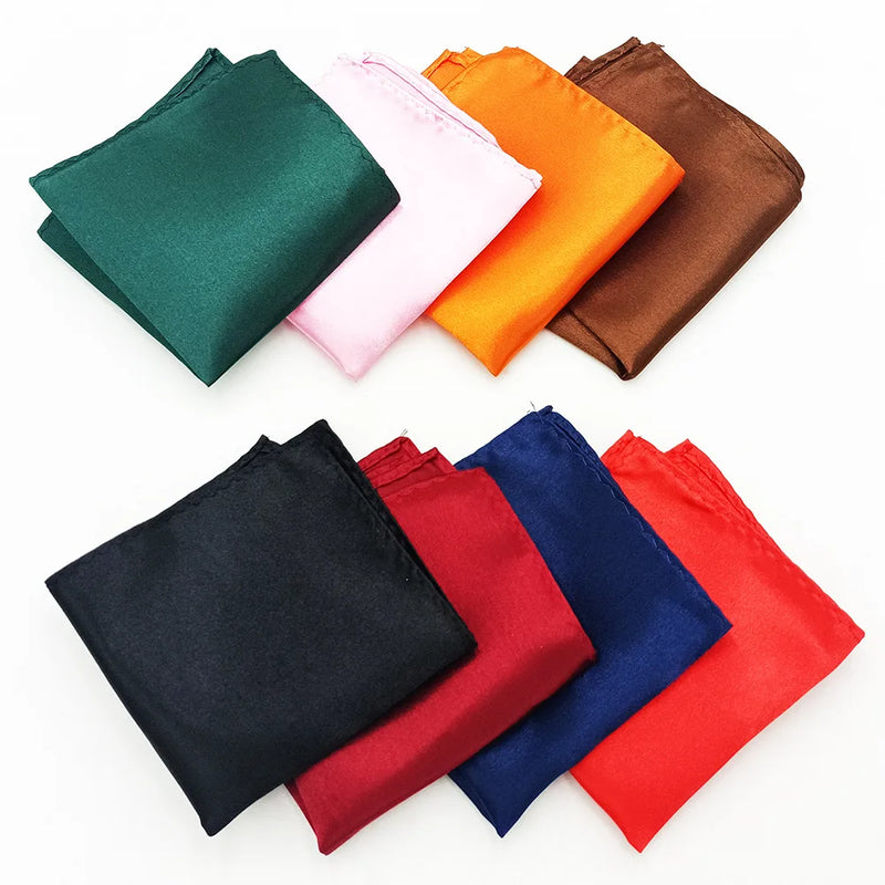 Lenços de Bolso Masculinos Luxo - Cores Sólidas Branco Preto Vermelho Poliéster 22x22cm