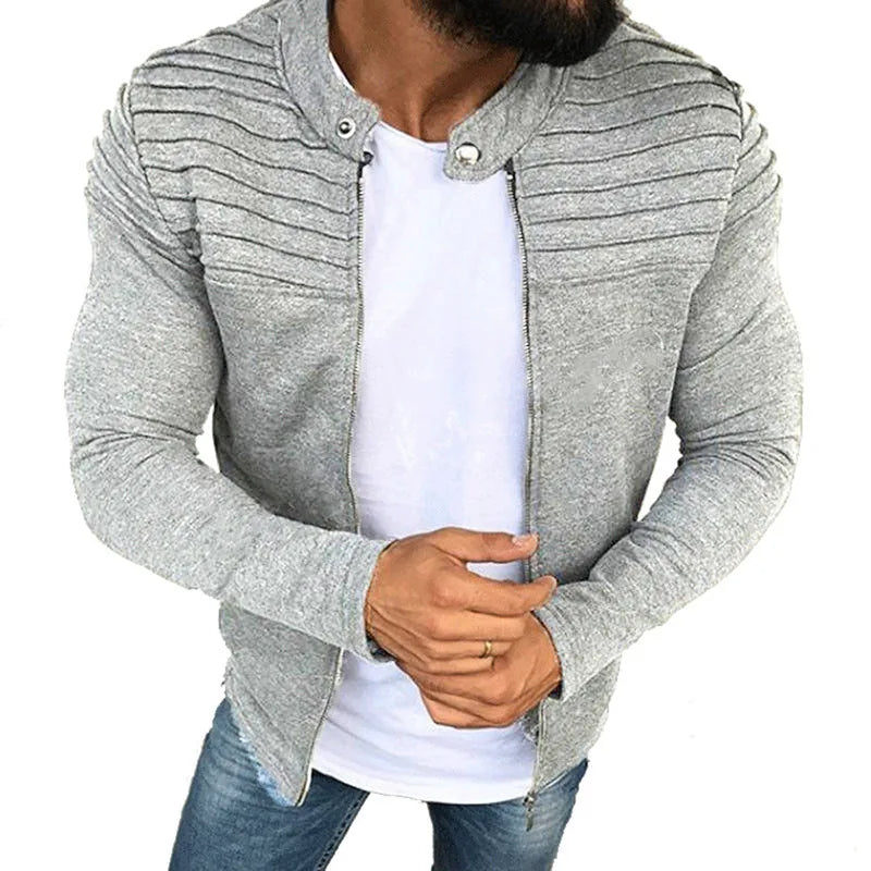 Casaco Desportivo Masculino Outono - Fato Slim Fit com Riscas e Fecho