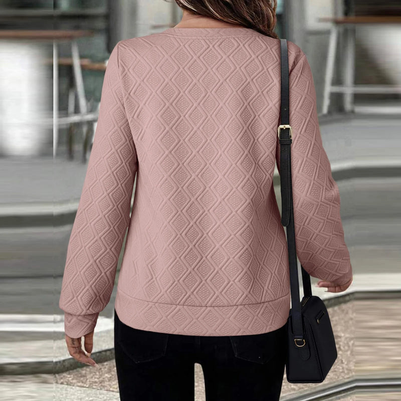 Sweatshirt Feminina Meio Fecho Manga Comprida - Pullover Casual Outono