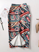 Saia Bodycon Estampado Flores Vintage - Midi Elegante Lápis Ajustada