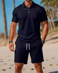 Conjunto Business Casual Masculino - Camisa Botões e Calções Praia Desporto