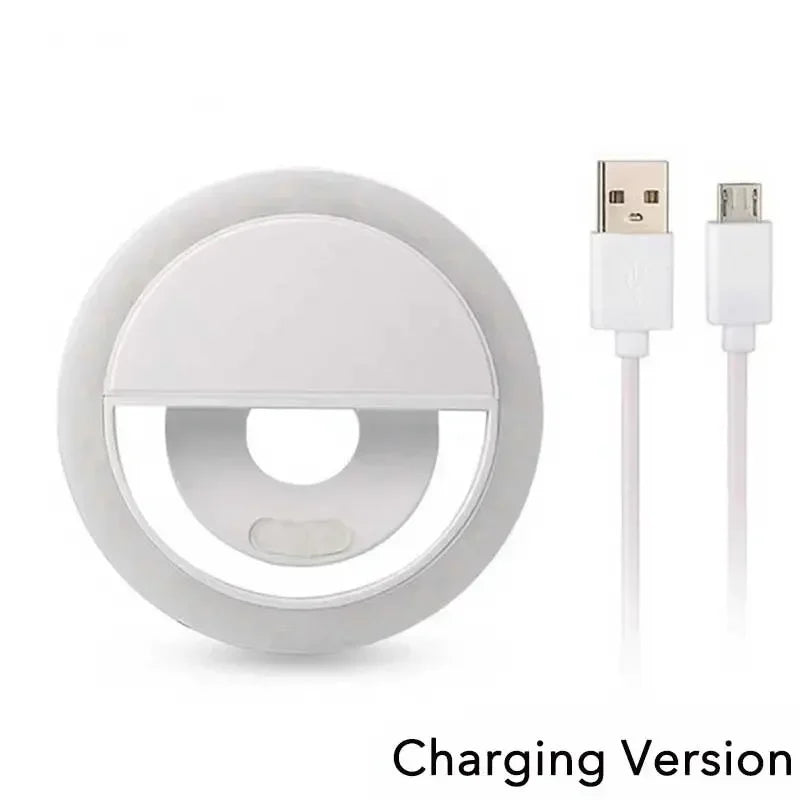 Anel Luz LED Selfie - Portátil USB para Telemóvel e Vídeo