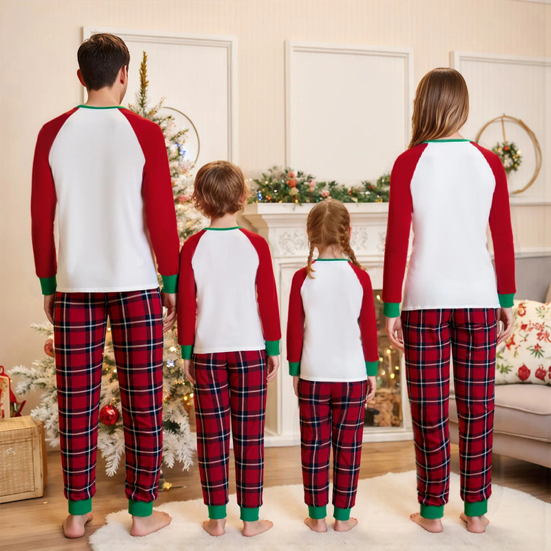 Pijamas Natal Família Rena - Mãe Pai Filho Top Manga Comprida + Calças Xadrez