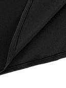 Blusa Feminina Preta Gola Redonda Manga Comprida - Punhos Folhos Elegante Casual