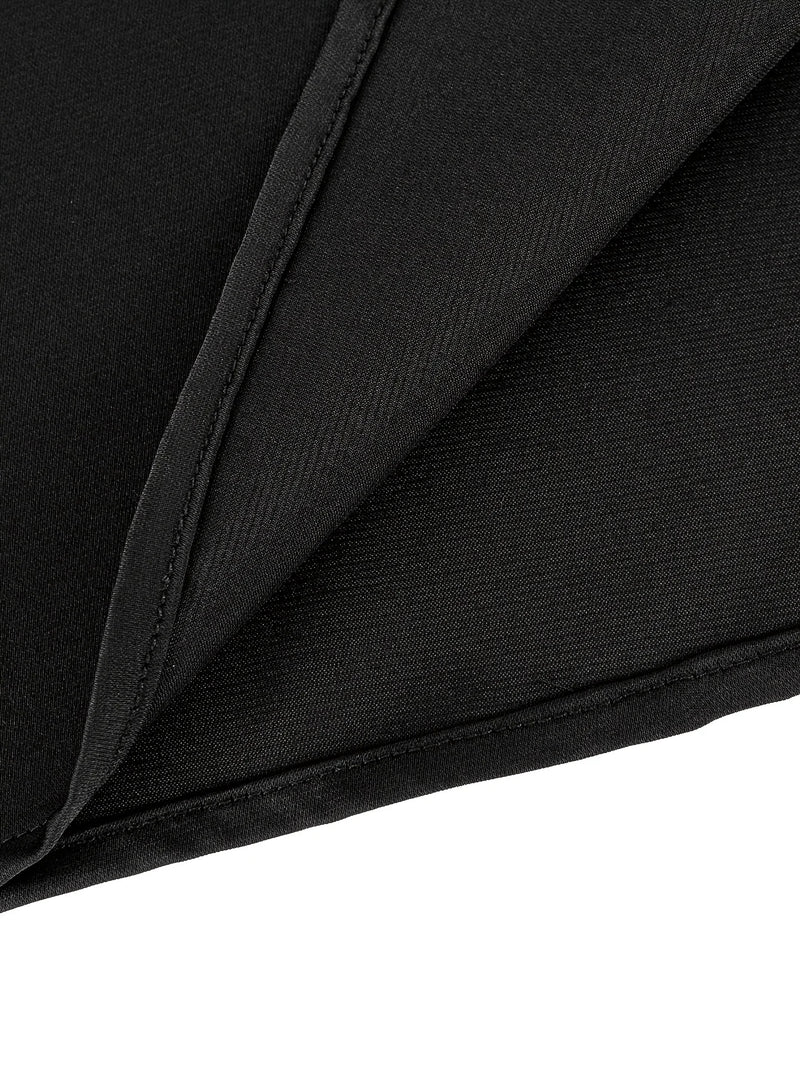 Blusa Feminina Preta Gola Redonda Manga Comprida - Punhos Folhos Elegante Casual