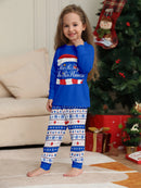 Family Christmas Pajamas Set - Blue Santa Hat & "Merry Christmas" Top, Festive Pants, Matching Xmas Sleepwea