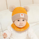 1Set Baby Hat Scarf Set Bear Warm Knitted Children Winter Hat Cap Bonnet Infant Toddler Kids Hat Boys Girls Crochet Beanie