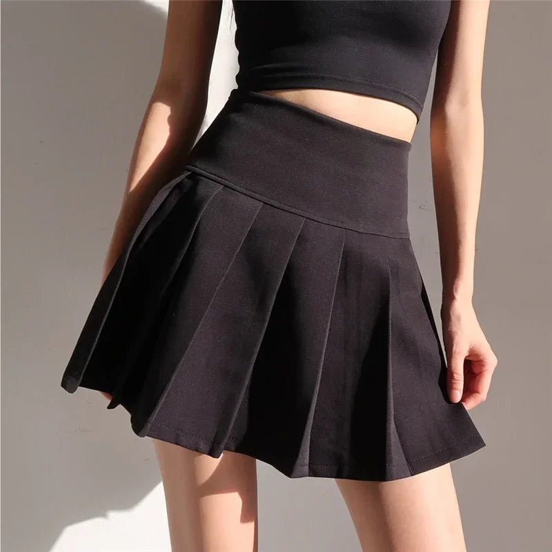 Saia Mini Plissada Estilo Japonês - Cintura Alta Kawaii Uniforme Harajuku