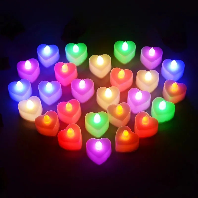 Velas LED Formato Coração Sem Chama - Decoração Romântica Casamento e Festas