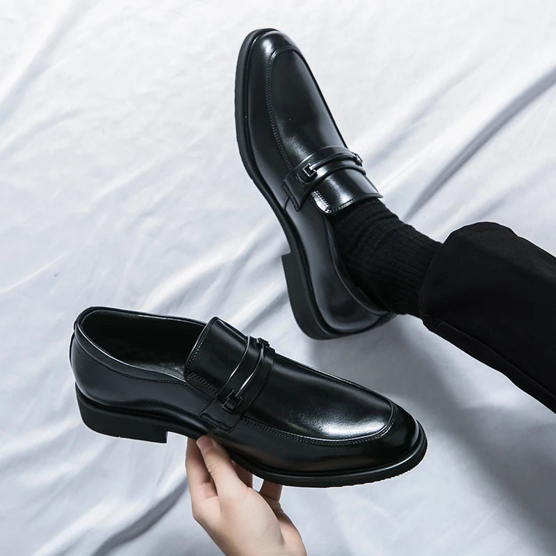 Sapatos Formais Masculinos Couro Clássicos - Mocassins Slip-On Respiráveis