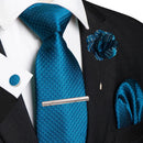 Conjunto Gravata Xadrez Castanho - Seda 8cm com Acessórios