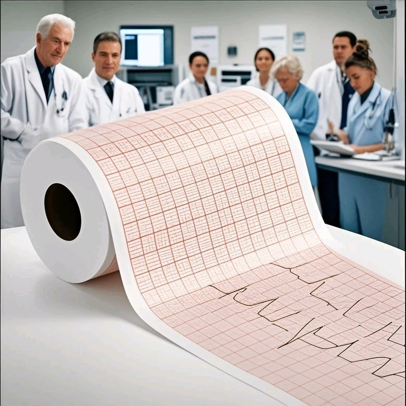 Papel Térmico para Eletrocardiograma Makeasy 112mm - 6 Derivações 20m (Pack 10 Rolos) - Versão Standard