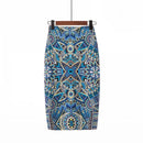 Saia Bodycon Estampado Flores Vintage - Midi Elegante Lápis Ajustada