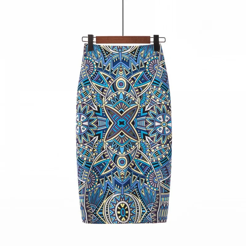 Saia Bodycon Estampado Flores Vintage - Midi Elegante Lápis Ajustada