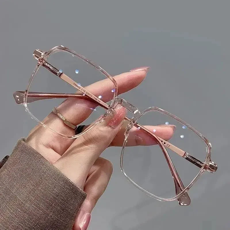 Óculos Quadrados Anti-Luz Azul - Armação Metal Ultra Leve Transparente para Computador