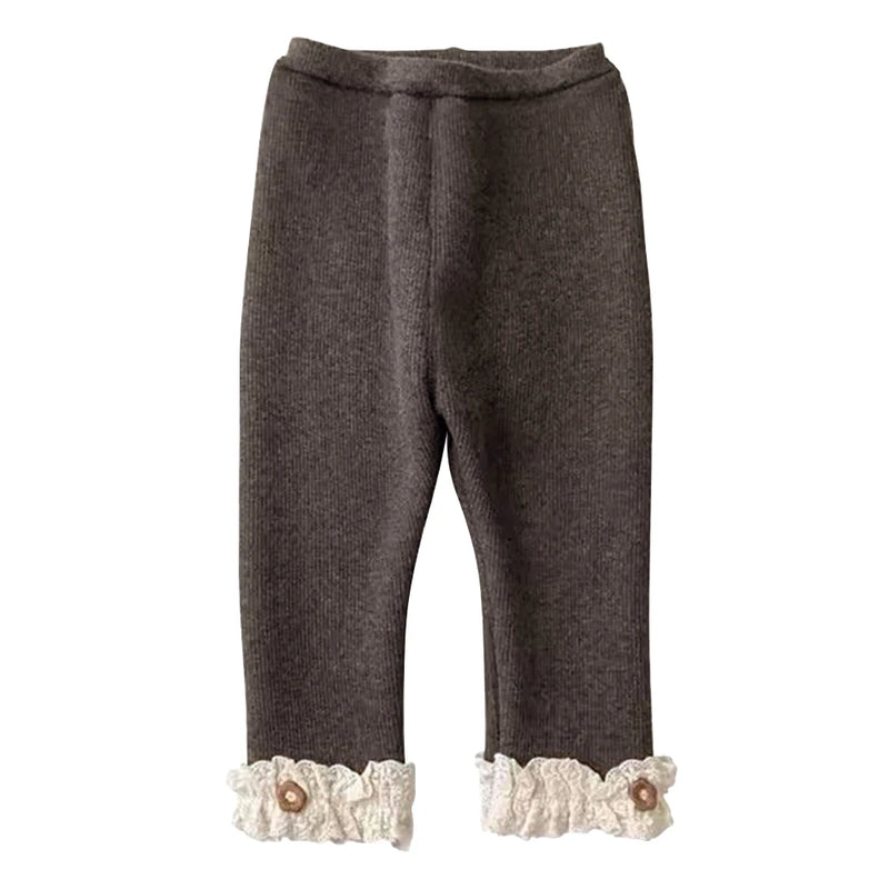 Leggings Criança Inverno Veludo - Renda Quentes Menina Natal Halloween