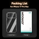 Capa Joyroom iPhone 17/16 Pro Max - Transparente Anti-Amarelamento Proteção Lente