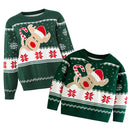 Camisola Natal Família 2025 - Rena Flocos Neve Pullover Malha Quente