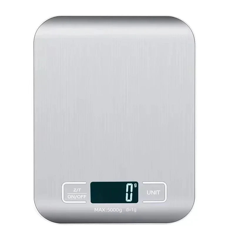 Balança Digital de Cozinha LED 5kg/1g - Painel Aço Inoxidável para Alimentos e Pastelaria