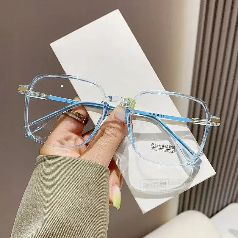 Óculos Quadrados Anti-Luz Azul - Armação Metal Ultra Leve Transparente para Computador