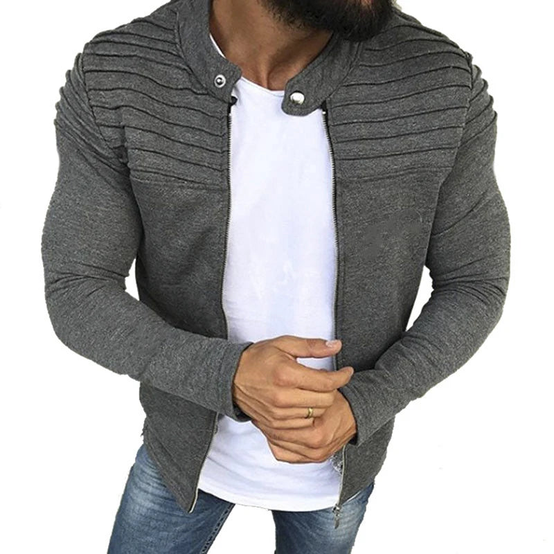 Casaco Desportivo Masculino Outono - Fato Slim Fit com Riscas e Fecho