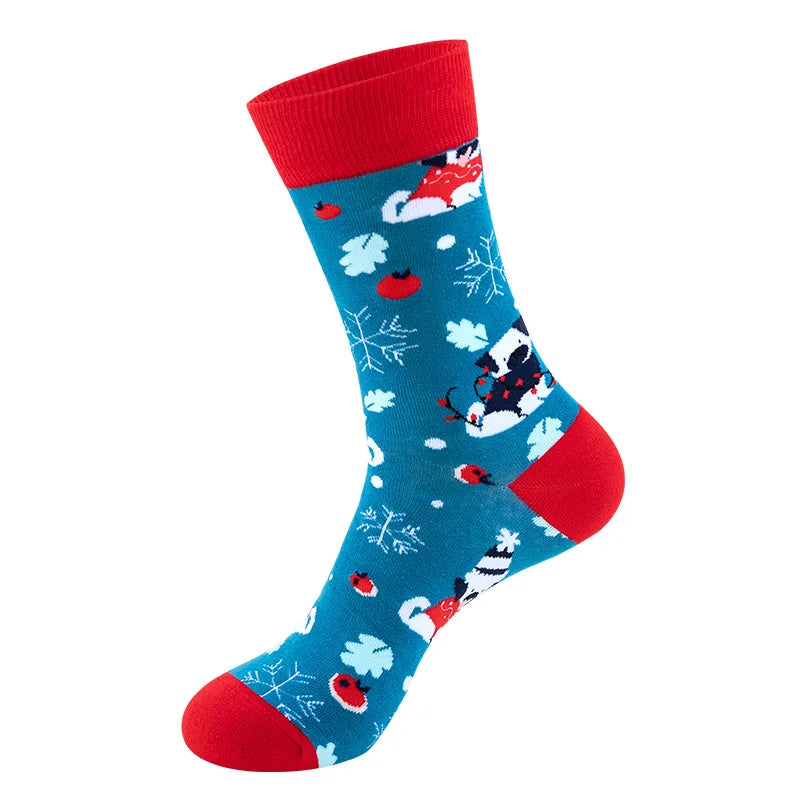Meias Natal Unissexo Pack 3/6/8/12 Pares - Pai Natal Flocos Neve Presente
