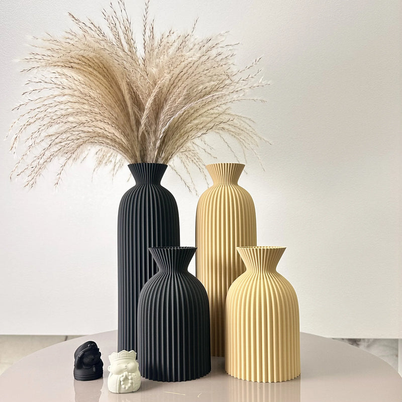Conjunto 2 Vasos Decorativos Padrão Ondulado - Arte Moderna para Casa