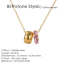 Colar eManco Aço Inoxidável com Anel - Pedra Nascimento Redonda Joias Femininas