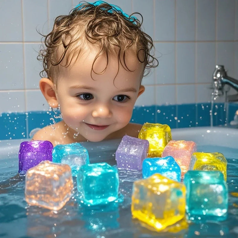Brinquedos LED Banho 6/12 Peças - Luzes Coloridas À Prova de Água para Bebés Presente Natal