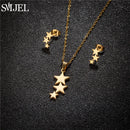 Conjunto Joias Aço Inoxidável - Colares Brincos Flores Bohemia para Homens e Mulheres