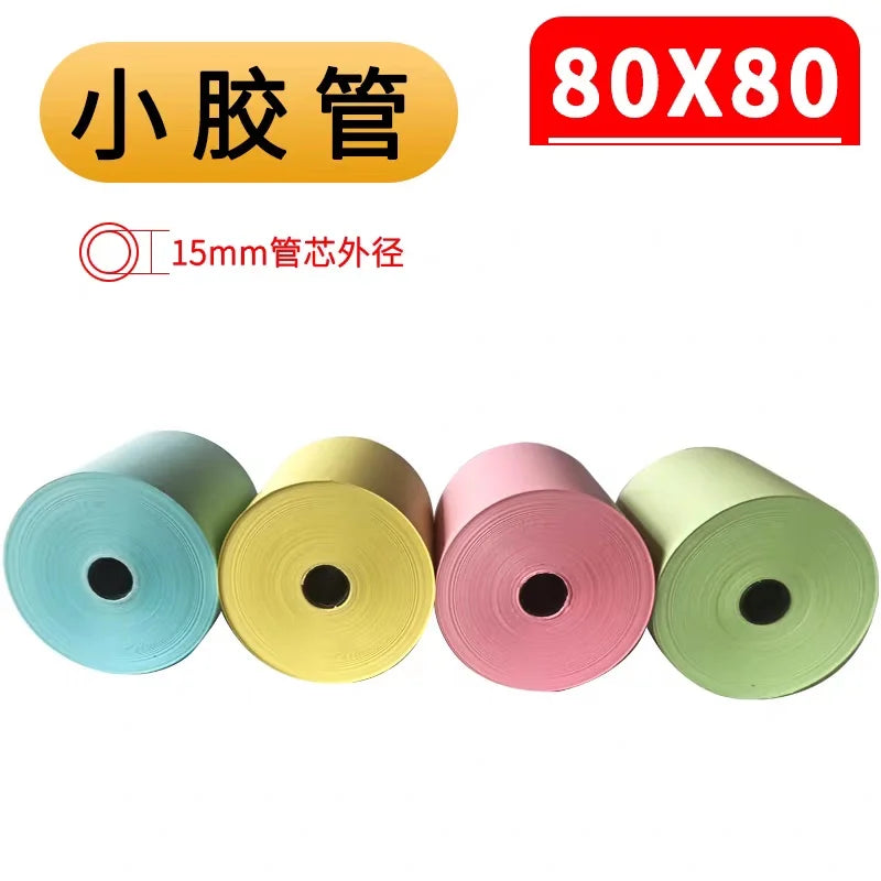 Pack 10 Rolos Térmicos Coloridos 80x80mm - Papel para Caixa Registadora e Impressora POS