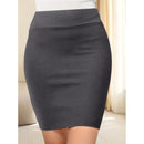 Saia Escritório Cintura Alta Elástica - Bodycon Cor Sólida Profissional