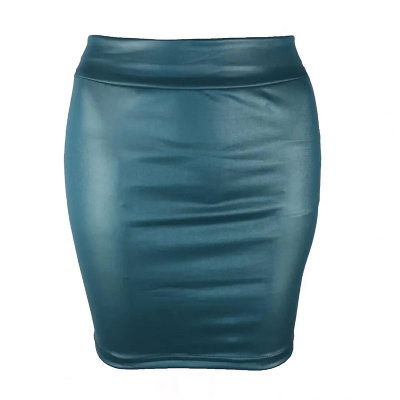 Saia Mini Pele Sintética Cintura Alta - Ajustada Bodycon Sexy Streetwear