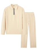 Conjunto Waffle Knit Masculino - Polo e Calças Tecido Macio Durável