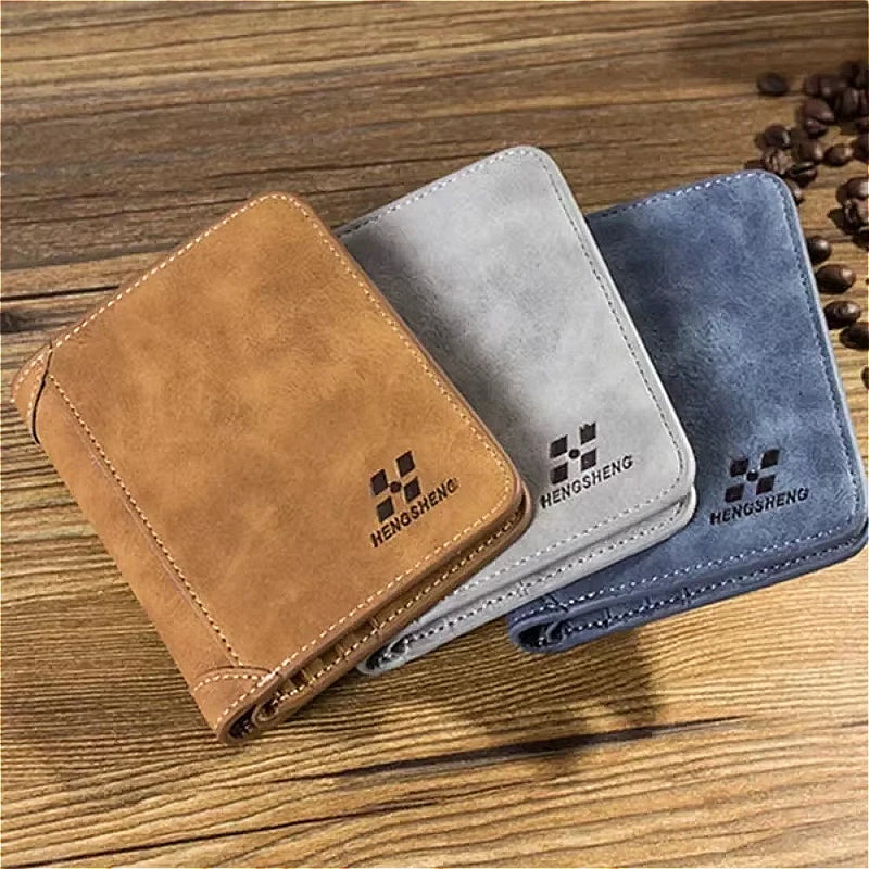 Carteira Masculina Couro Hipster - Compartimento Moedas Dobrável Luxo