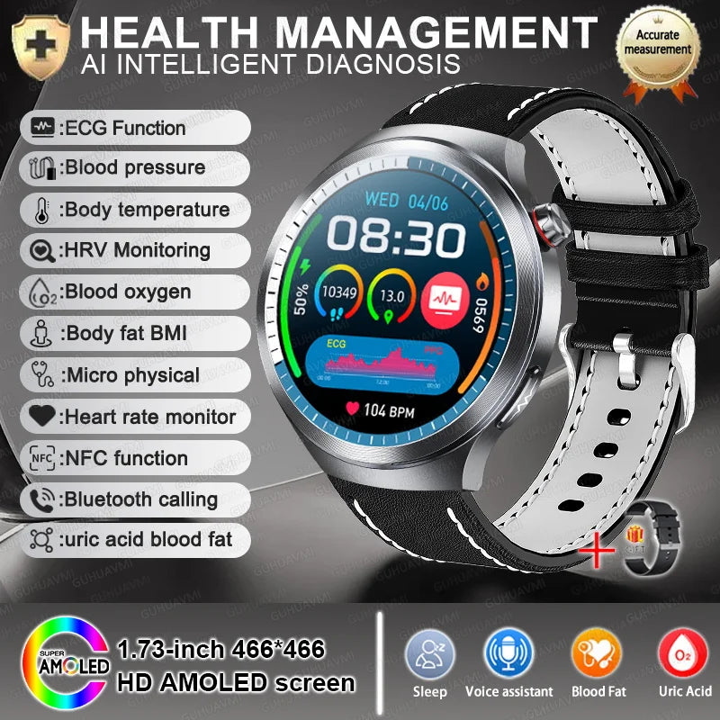 Smartwatch XIAOMI 2025 Monitor Saúde - Ácido Úrico Pressão Arterial ECG+PPG Análise Corporal