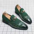 Mocassins Masculinos Verdes Nobuck - Marca Luxo Sola Grossa Bico Pontiagudo