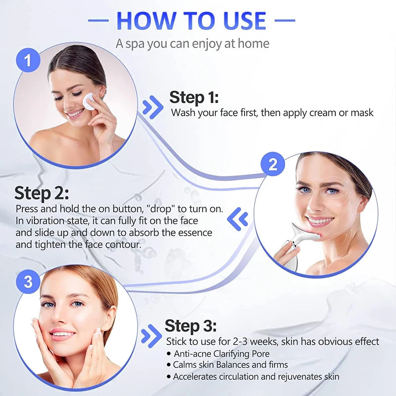 Dispositivo de Beleza EMS 7 Cores LED - Lifting Facial e Pescoço Anti-Rugas