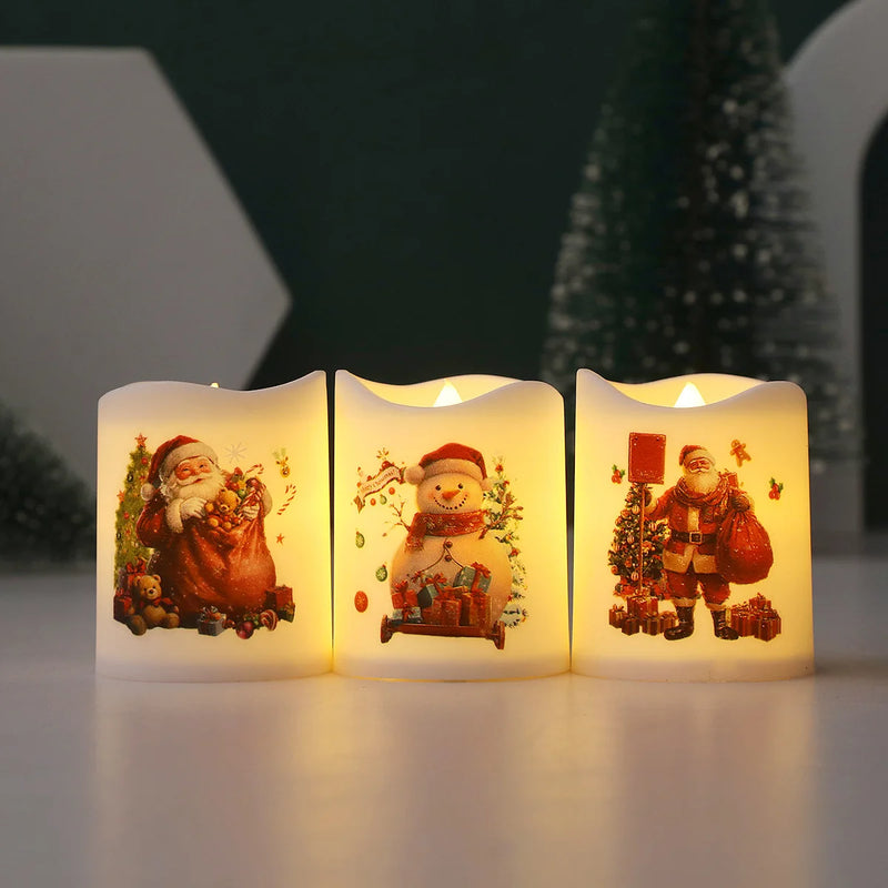 Velas LED Natal Transparentes - Decoração Natalícia com Impressão Iluminada