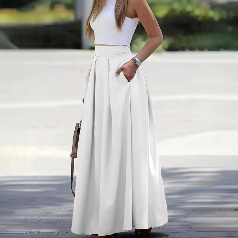 Saia Maxi Elegante Cintura Alta - Tecido Respirável Ajustada para Festas