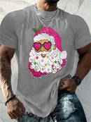 T-Shirt Natal Homem 3D Kawaii - Pai Natal DJ Colorida Harajuku Casual