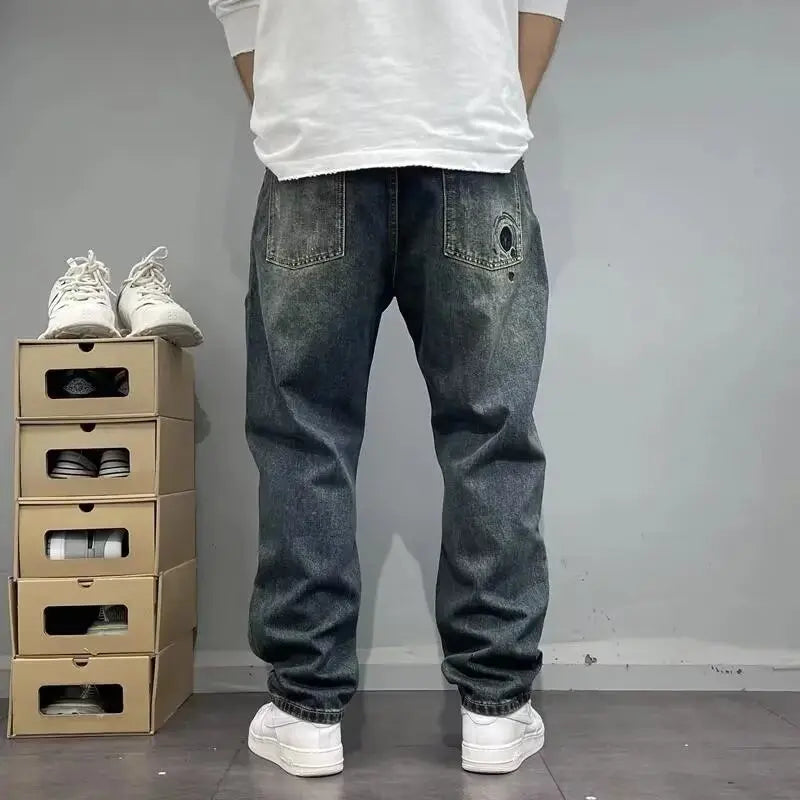 Jeans Masculinas Perna Larga Rasgadas - Estilo Americano Vintage Lavadas