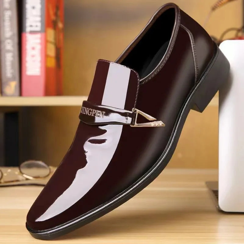 Sapatos Oxford Masculinos Couro Envernizado - Bico Pontiagudo Elegante Business