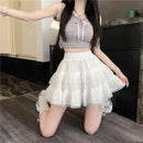 Saia Curta Renda Tamanho Grande - Cintura Alta Linha A Plissada Verão