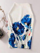 Saia Bodycon Estampado Flores Vintage - Midi Elegante Lápis Ajustada