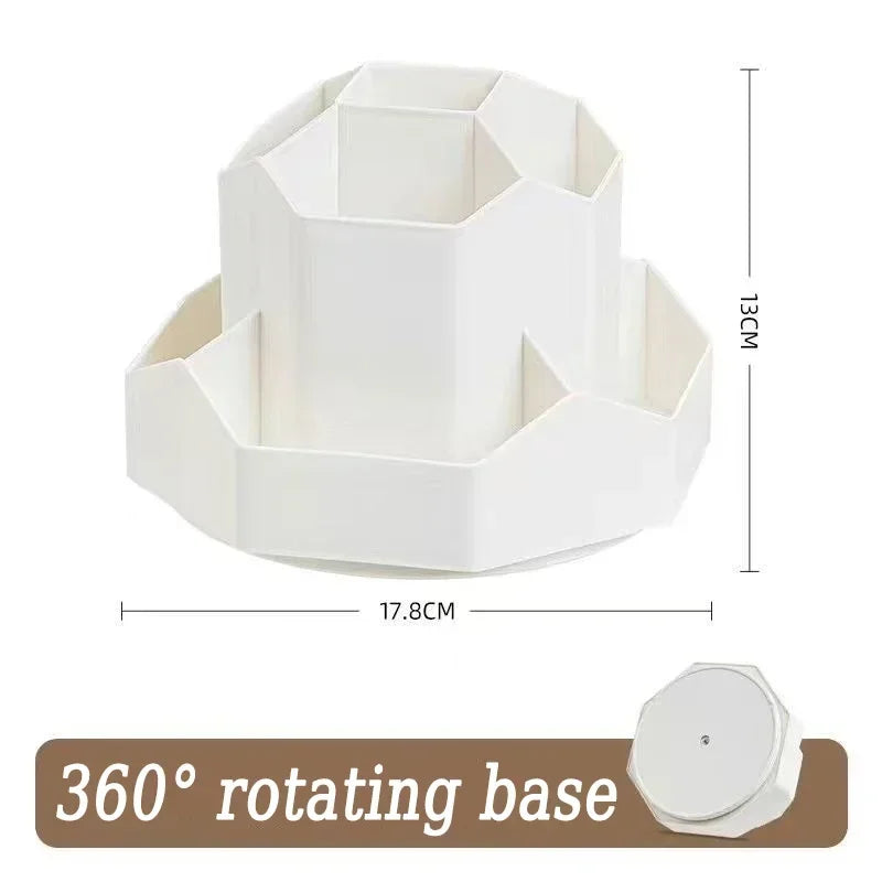 Organizador de Secretária Rotativo 360° - 9 Compartimentos para Material Escolar e Escritório