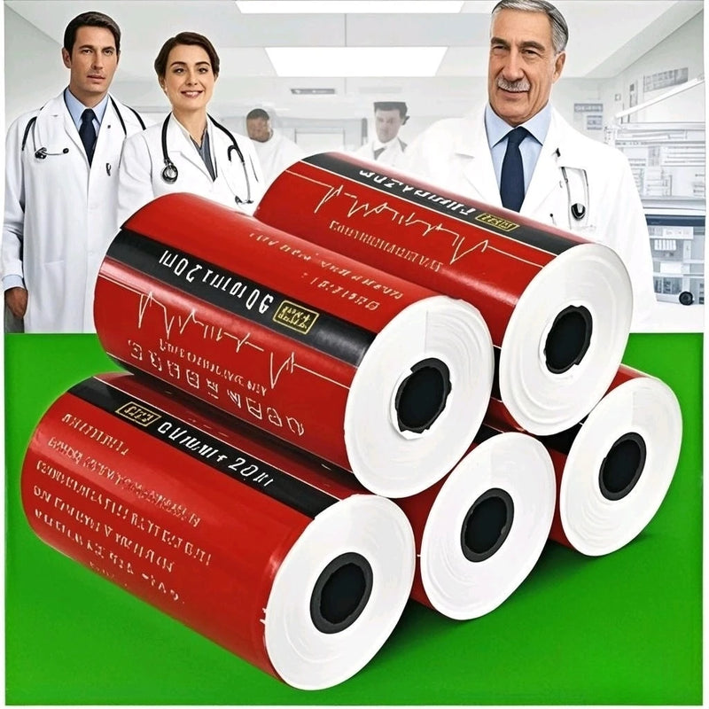 Papel Térmico para Eletrocardiograma Makeasy 112mm - 6 Derivações 20 Metros (Pack 10 Rolos)