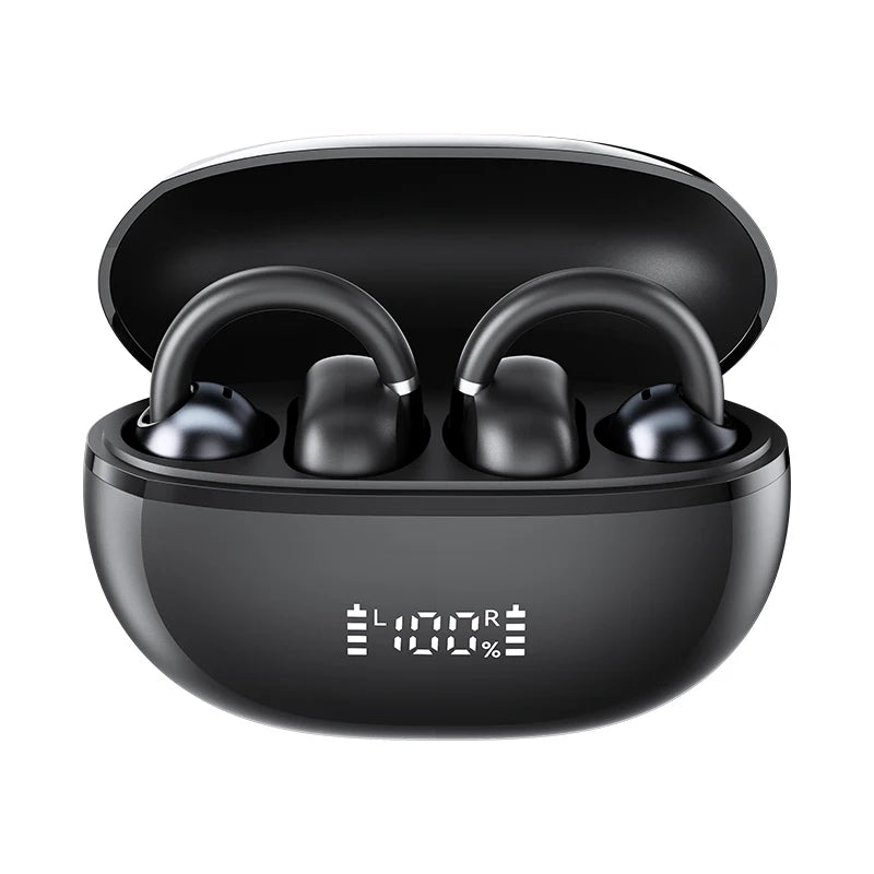 HAYLOU AirFree - Auriculares Bluetooth 5.4 Clip de Orelha com Redução de Ruído AI e Display LED