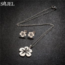 Conjunto Joias Aço Inoxidável - Colares Brincos Flores Bohemia para Homens e Mulheres